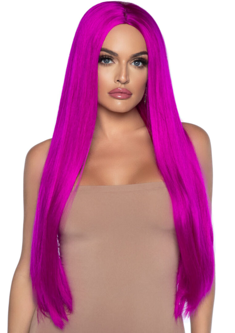 Long Straight Center Part Wig Raspberry - 33 Inch