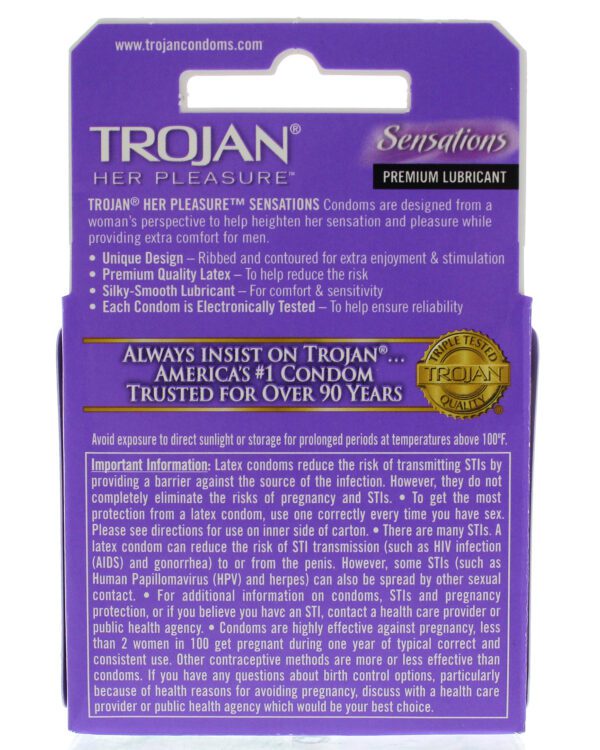 Trojan Her Pleasure Sensations Lubricated  Condoms - 3 Pack - Image 2