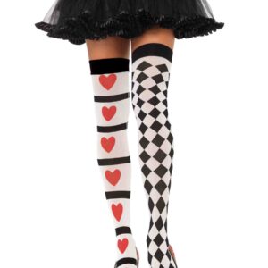 Harlequin and heart thigh high