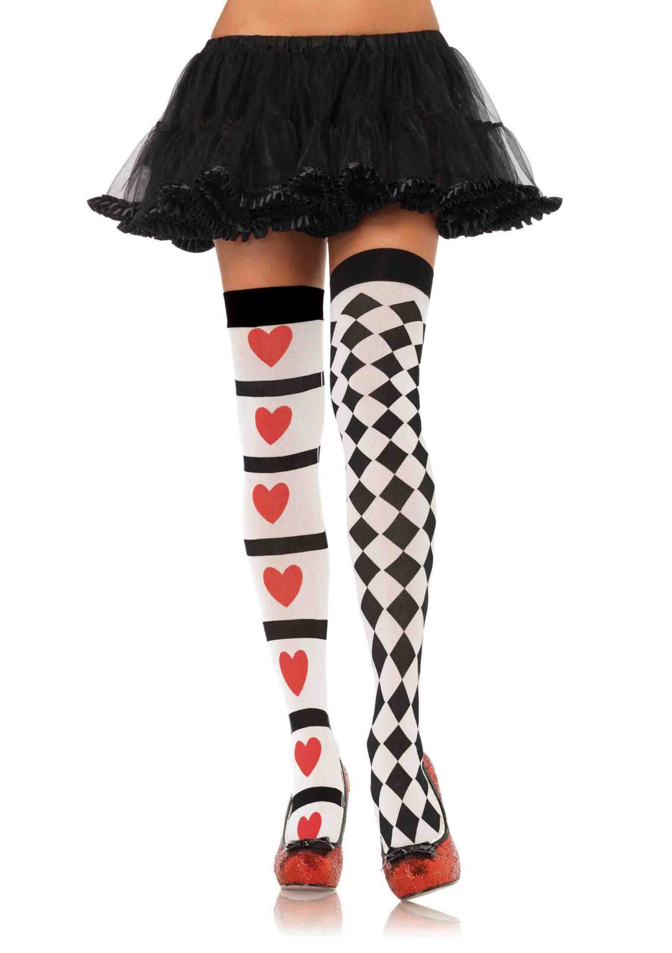 Harlequin and heart thigh high