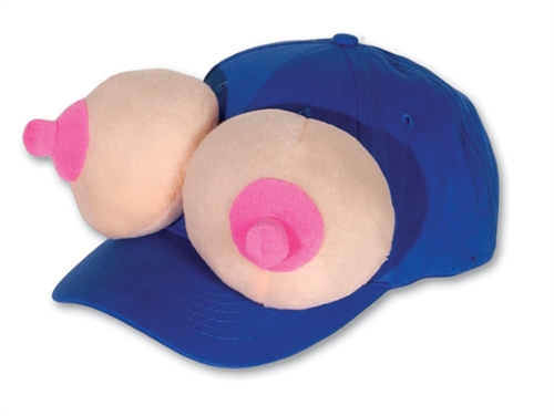 hilarious Boobie Cap with a set of plush boobs.