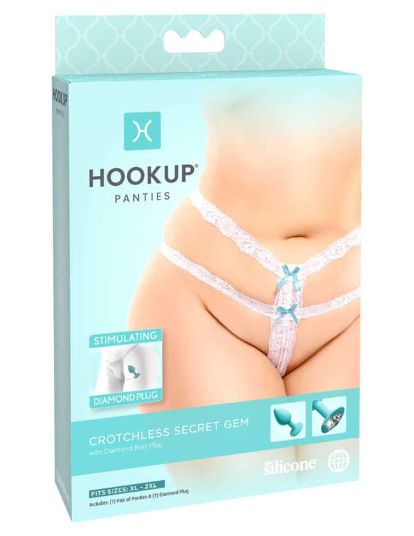 Hookup Panties Crotchless Secret Gem - White - XL - Xxl - Image 5