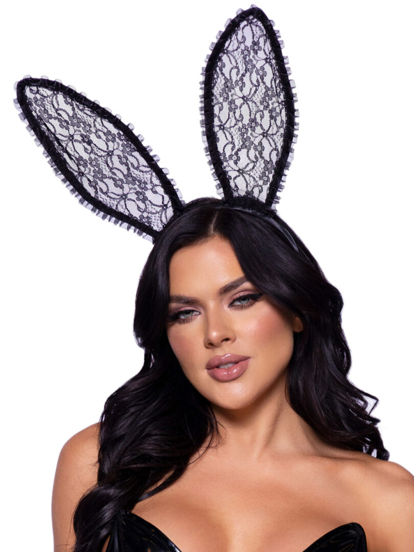 Ruffle Trimmed Bendable Lace Bunny Ears