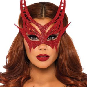 Glitter Die Cut Devil Masquerade Mask Red