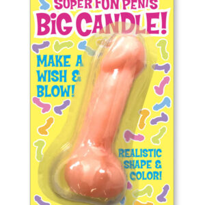A novelty giant candle shaped like a penis in packaging.