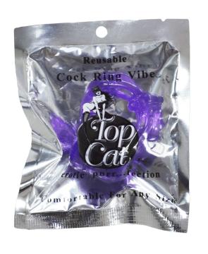 Top Cat packaged purple vibrating cock ring