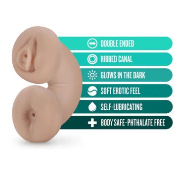 Double-ended ribbed glow-in-the-dark silicone masturbator