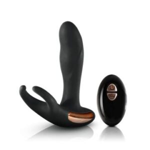 Black silicone remote controlled prostate massager