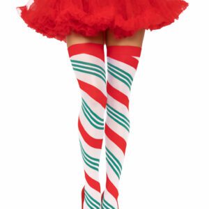 Holiday Ribbon Thigh High - Swirl