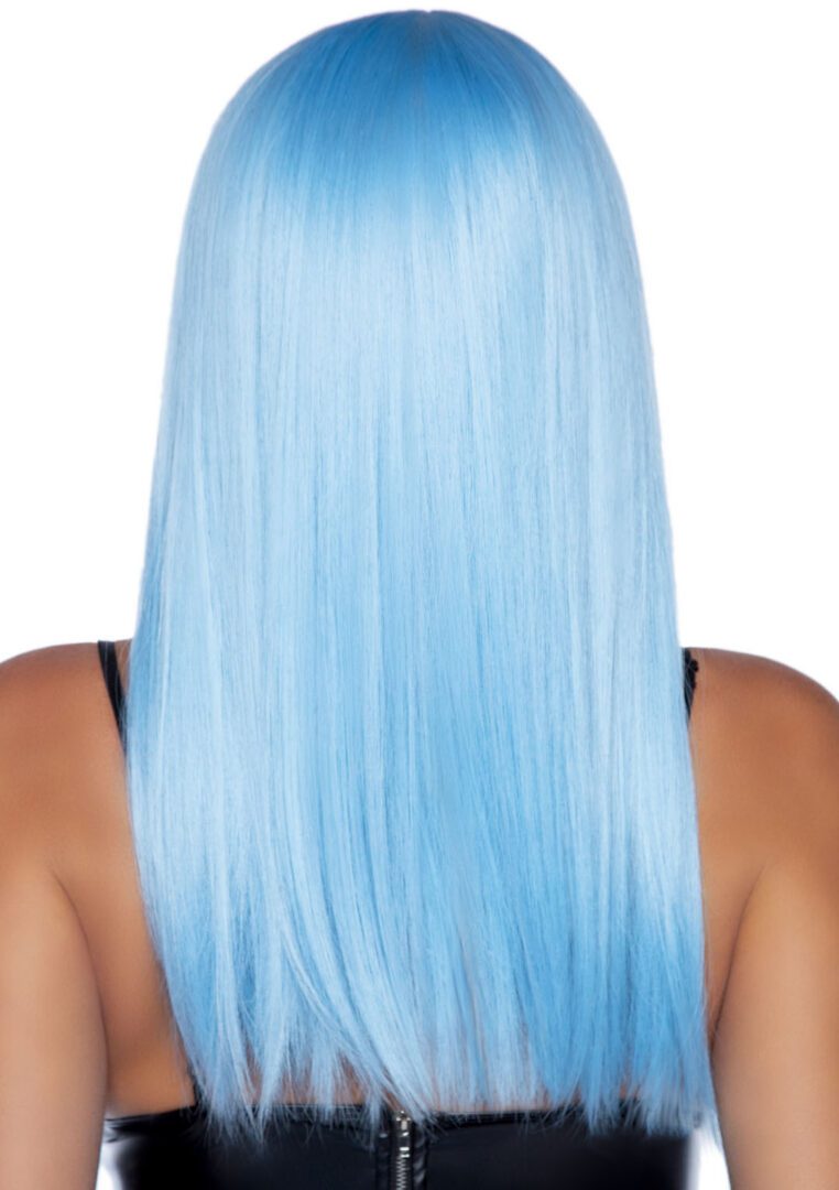 24 Inch Long Straight Bang Wig Blue - Image 2