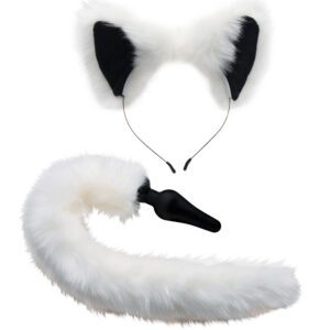 White Fox Tail Anal Plug and Ears Set